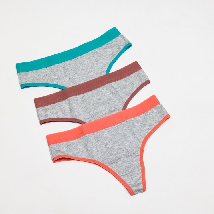 Kit Calcinhas Fio Mescla Lisa Conforto El Stico Largo Ilumine Lingerie
