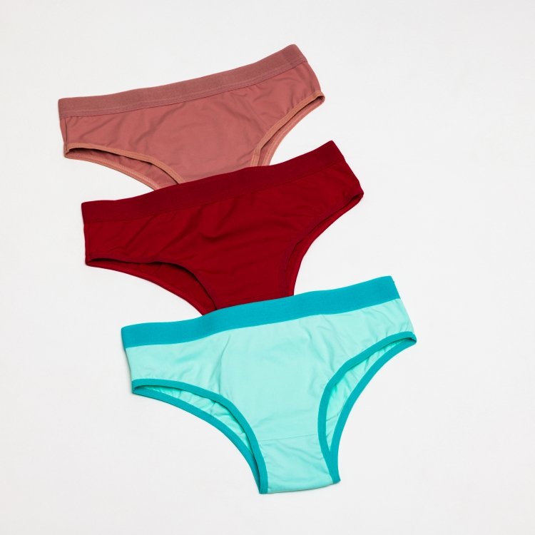 Kit Calcinhas Tanga Poliamida Lisa Elástico Largo Ilumine Lingerie