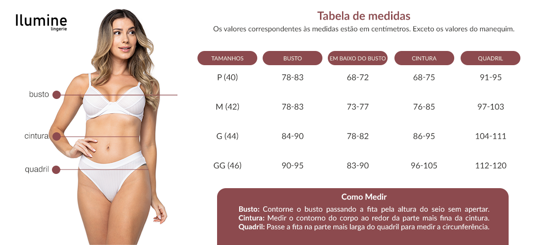 Tabela de medidas