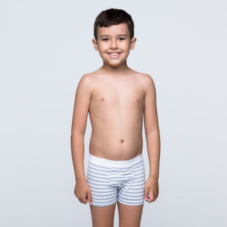 Cueca Boxer Infantil De Algodão Listras Com Elástico