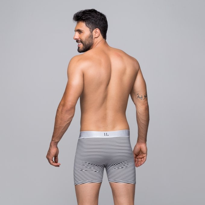 Kit Com 2 Cuecas Boxer De Poliamida Listrada Elástico Personalizado