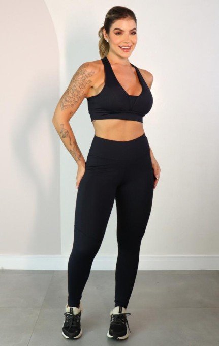Calça Legging Montaria Com Bolso Liso