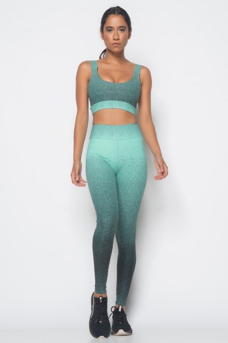 Conjunto Legguing e Top Sem Bojo Jacquard Degradê Fitness