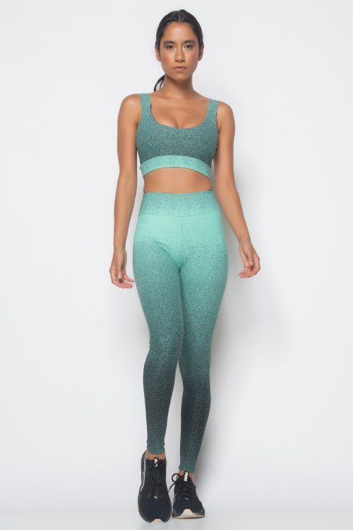 Conjunto Legguing e Top Sem Bojo Jacquard Degradê Fitness