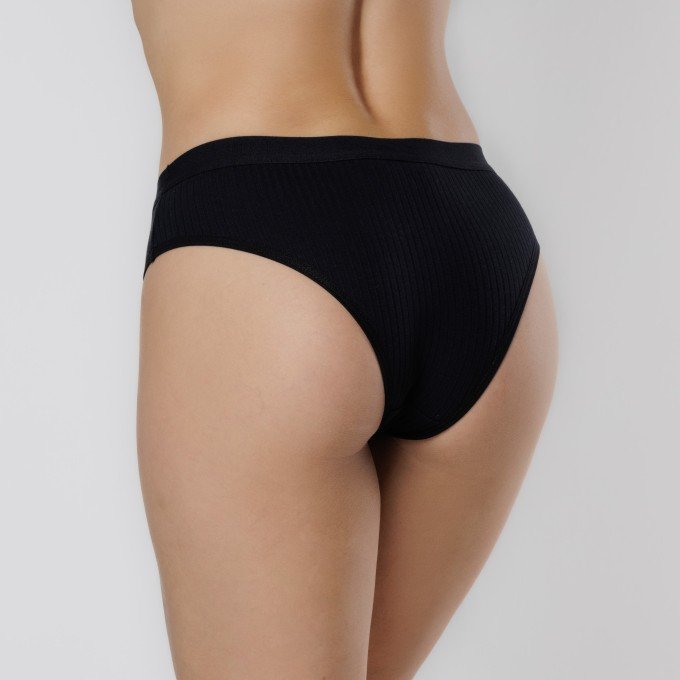 Calcinha algodão canelado modelo tanga elástico sustentação