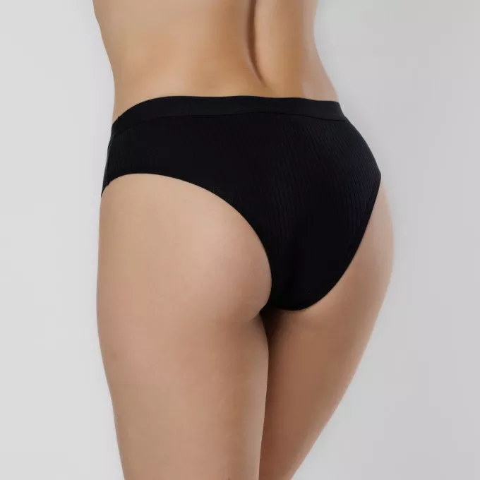 Calcinha algodão canelado modelo tanga elástico sustentação