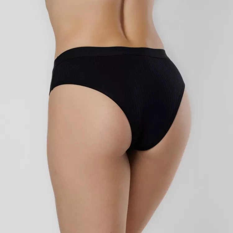Calcinha algodão canelado modelo tanga elástico sustentação