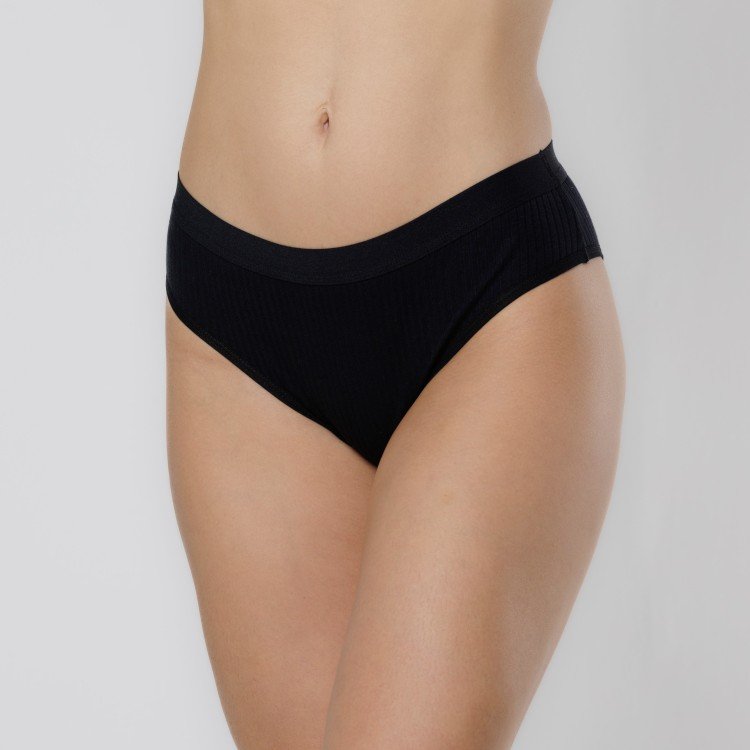 Calcinha algodão canelado modelo tanga elástico sustentação