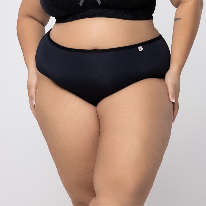 Calcinha plus size em poliamida modelo fio cintura alta