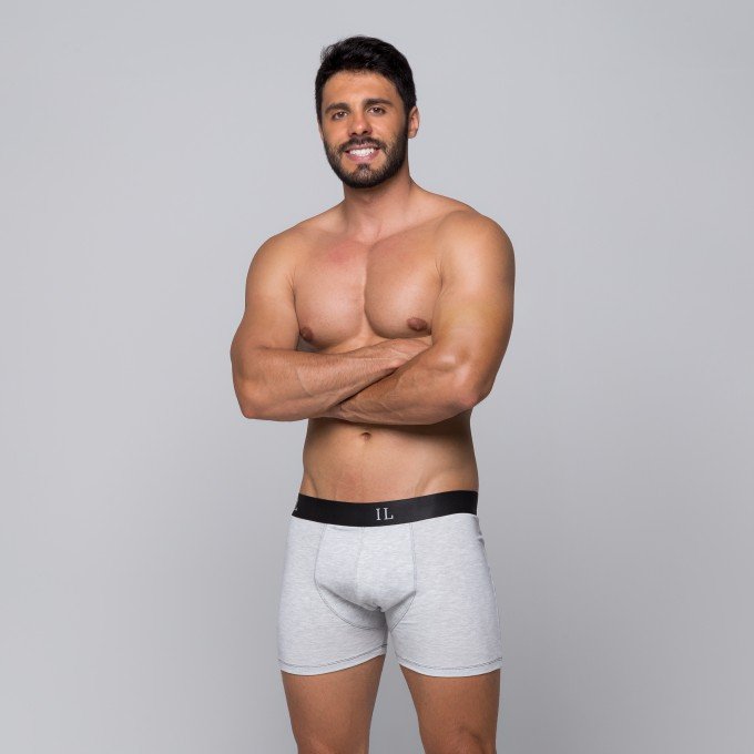 Cueca Boxer Mescla Lisa Elástico Preto