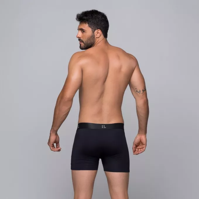 Cueca Boxer De Poliamida Lisa Elástico Preto