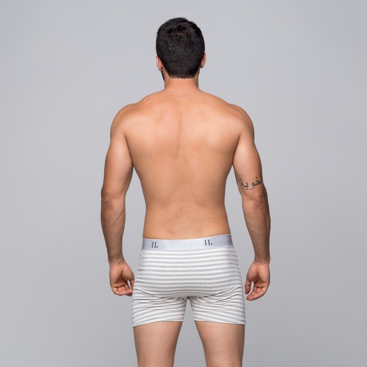 Cueca Boxer De Algodão Listras Com Elástico Prata