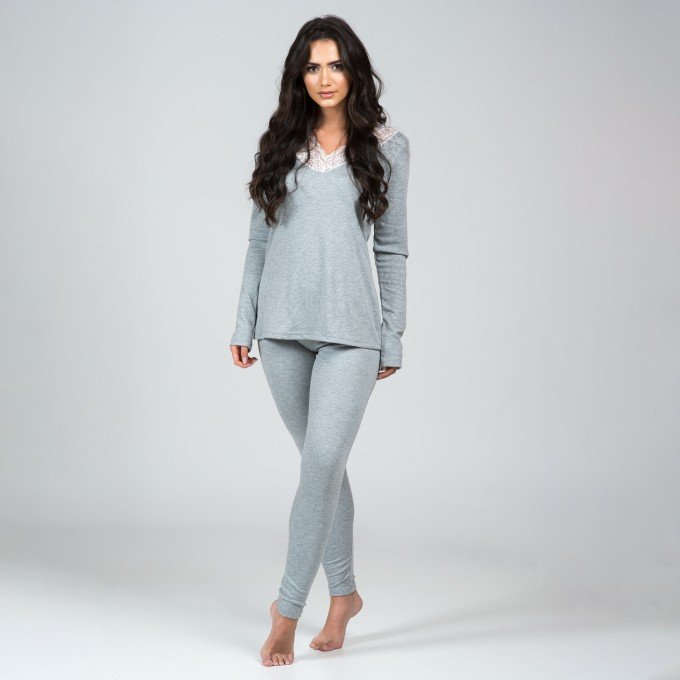 Pijama Em New Rib De Calça Legging E Blusa De Manga Comprida