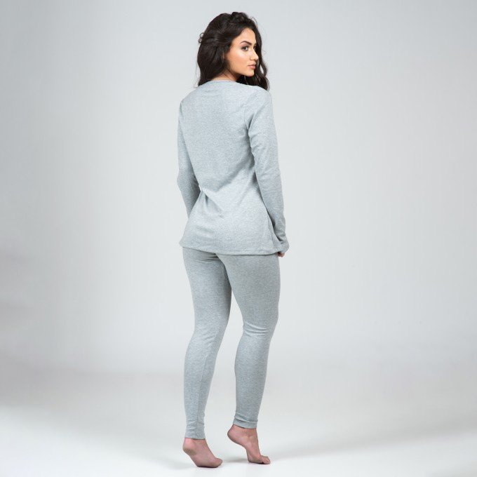 Pijama Em New Rib De Calça Legging E Blusa De Manga Comprida