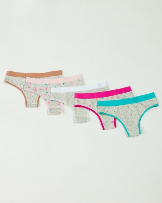 Kit Com 5 Calcinhas Tanga Conforto De Algodão Estampada